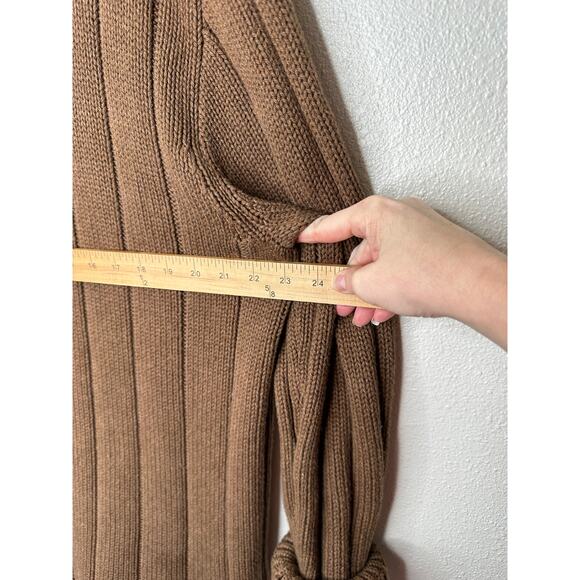 J Crew Brown Oversized Stripe Chunky Knit Mock Rolled Neck Sweater XL - Picture 14 of 15
